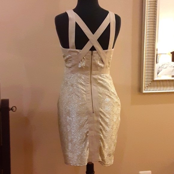 Finders Keepers white gold shimmer ivory dress Small - Picture 5 of 6